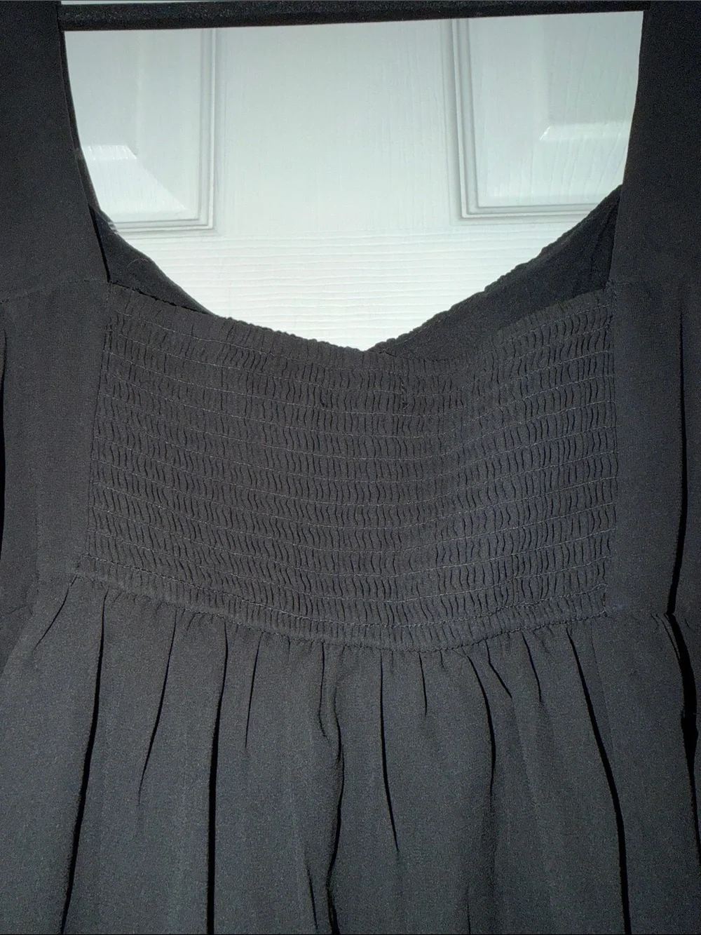 Abercrombie & Fitch Black Sheer Long-Sleeve Peplum Blouse